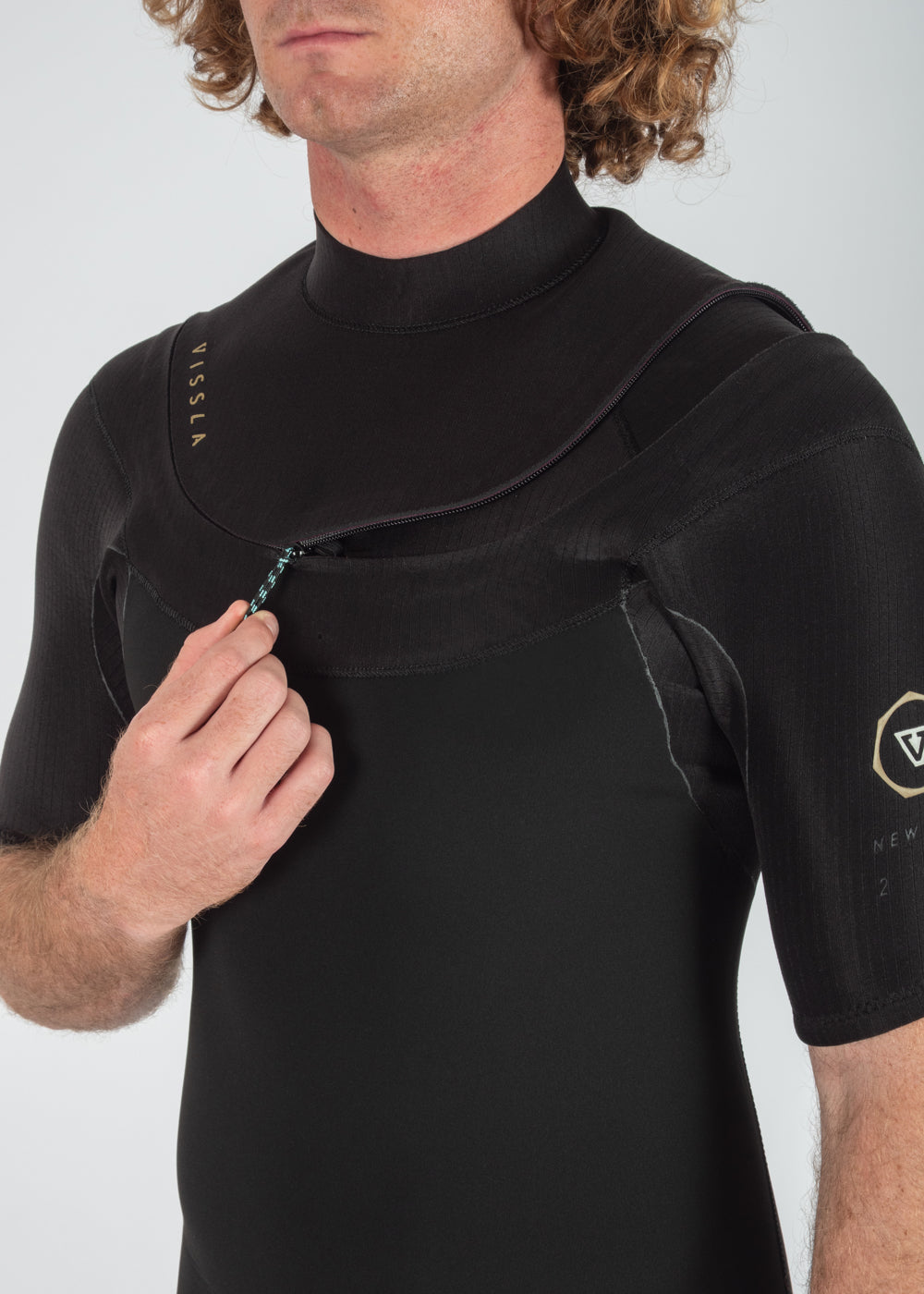 Vissla New Seas 2-2 U-Zip Short Sleeve Wetsuit in Black 2, view 7