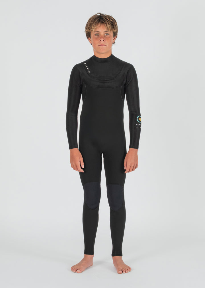 New Seas Boys 4-3 Full U-Zip Neoprenanzug BLK