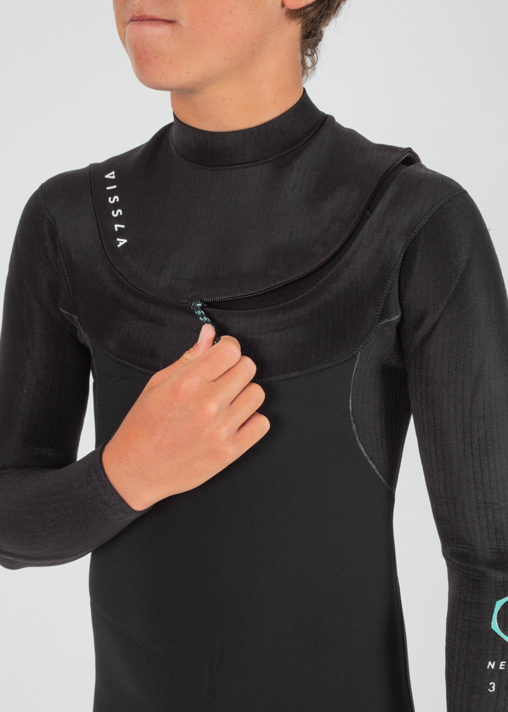 New Seas Boys 4-3 Full U-Zip Neoprenanzug BLK
