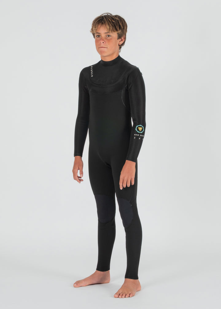 New Seas Boys 4-3 Full U-Zip Neoprenanzug BLK