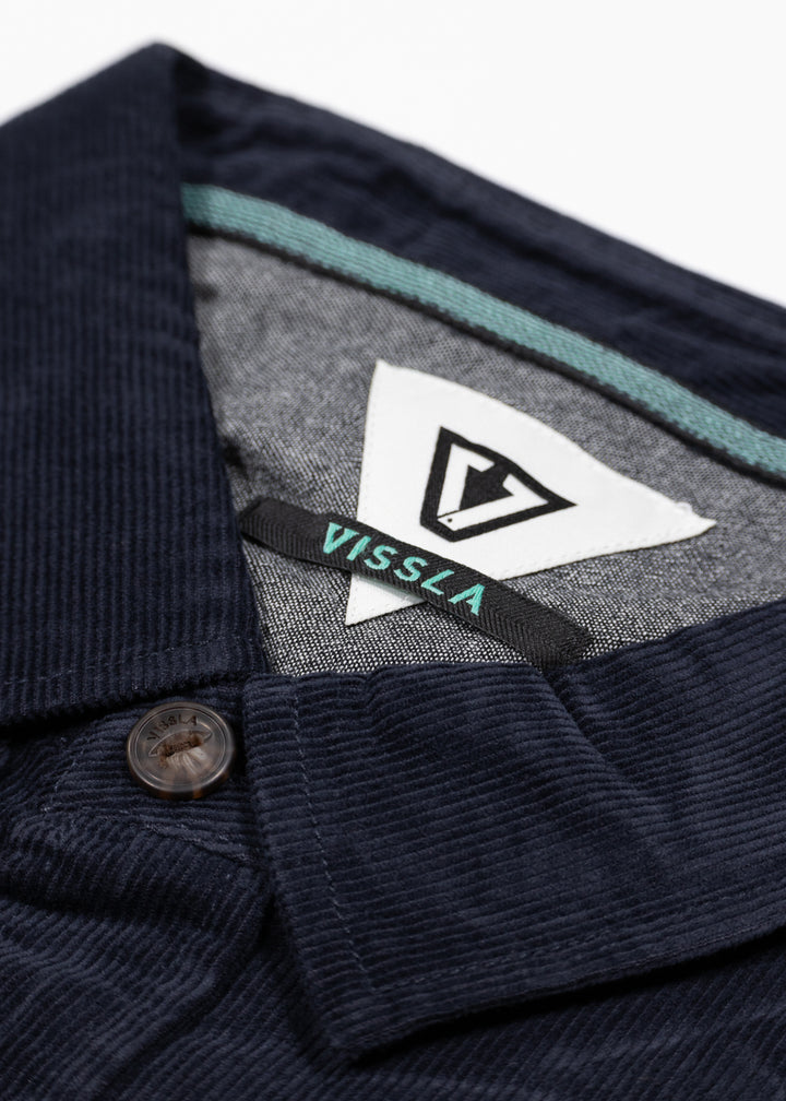 Vissla Rails Cord Ls Shirt in Dark Naval, view 3