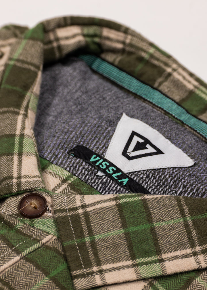 Vissla Central Coast Eco Ls Flannel in Vintage Green, view 4