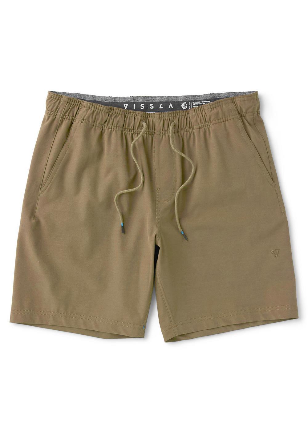 Vissla No See Ums Hybrid Eco 16.5" Boys Elastic Walkshort in Dark Khaki