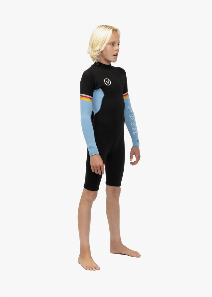Vissla 7 Seas Raditude Boys 2-2 Ls Spring in Black With Blue, view 3