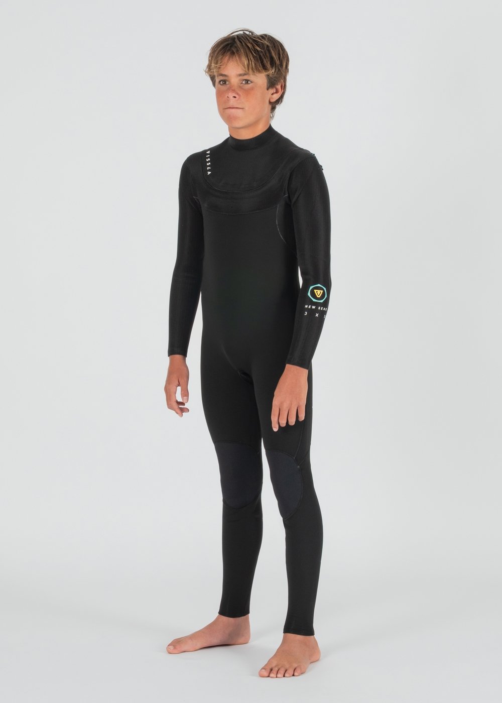 New Seas Boys 3-2 Full U - Zip Neoprenanzug BLK