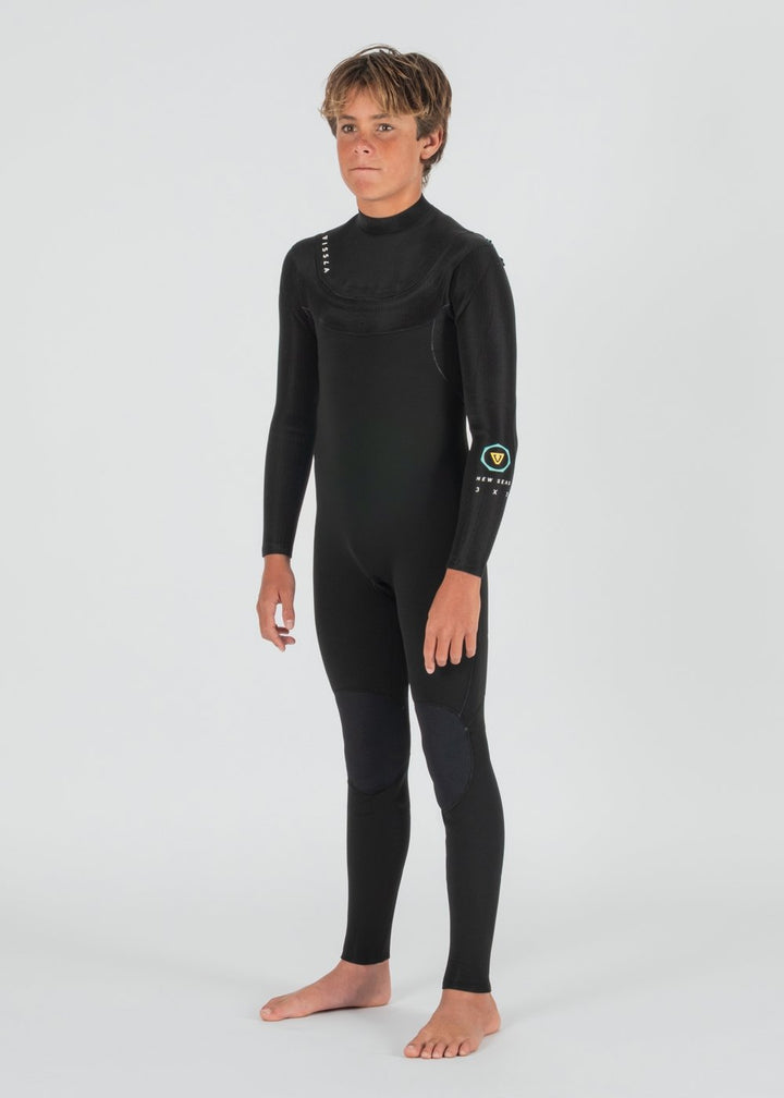 New Seas Boys 3-2 Full U - Zip Neoprenanzug BLK