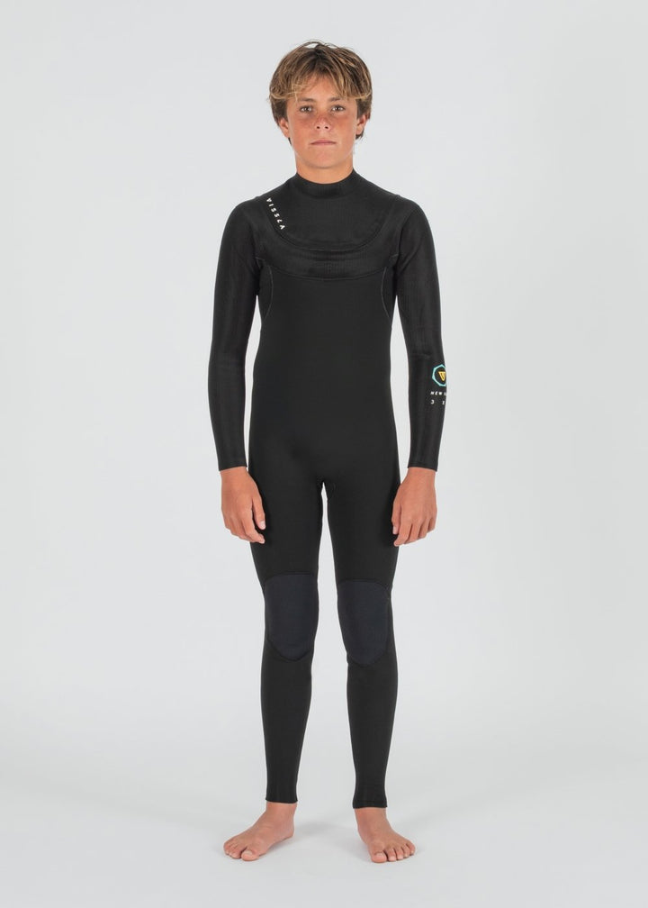 New Seas Boys 3-2 Full U - Zip Neoprenanzug BLK