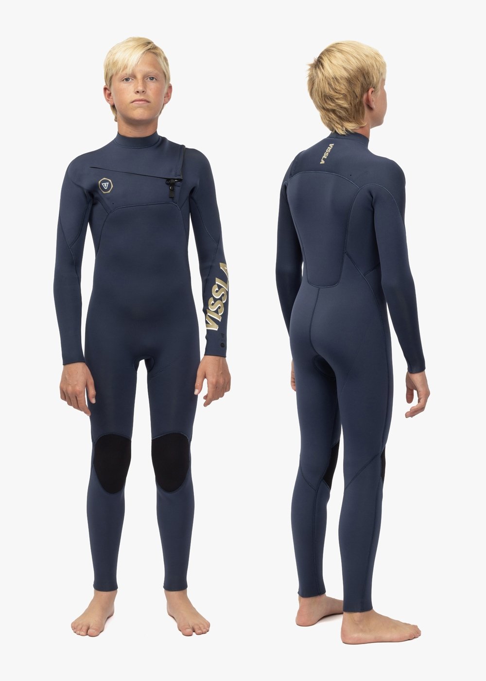 Vissla 7 Seas Boys 3-2 Full Chest Zip in Dark Slate, view 4