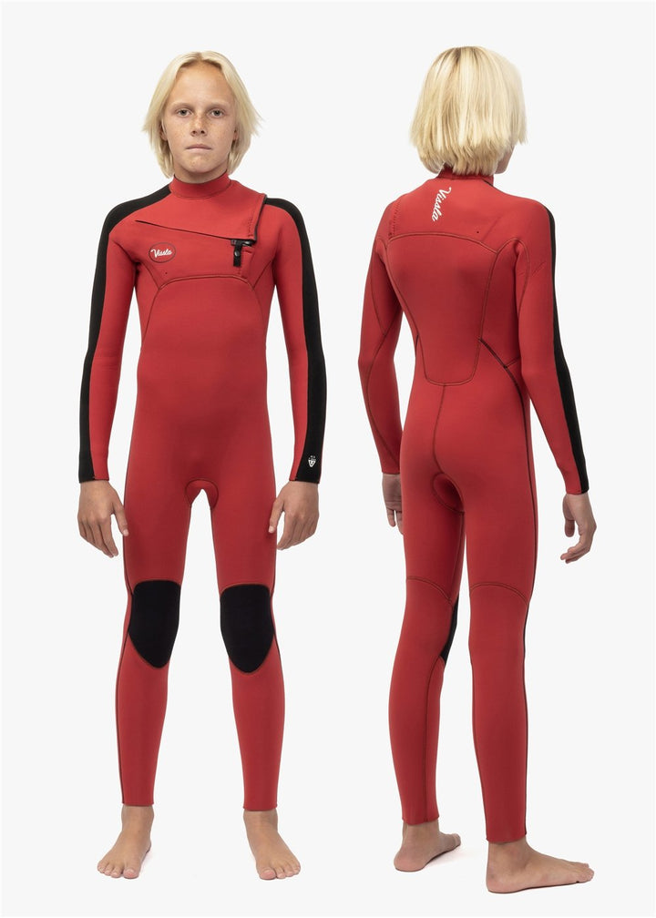 Vissla 7 Seas Striper Boys 4-3 Full Chest Zip in Red, view 4