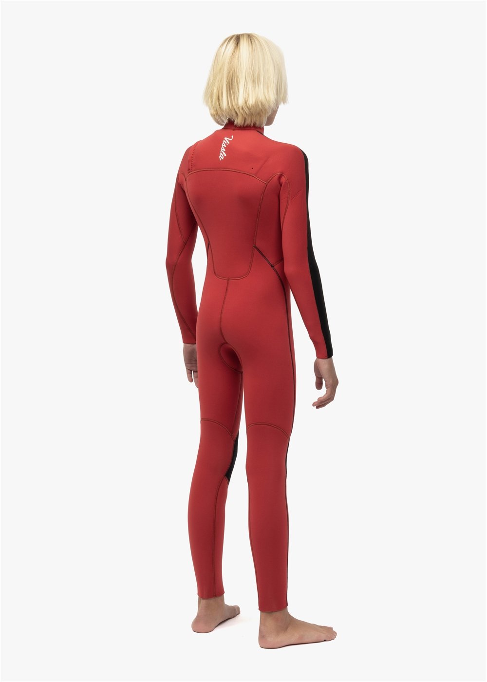 Vissla 7 Seas Striper Boys 4-3 Full Chest Zip in Red, view 3