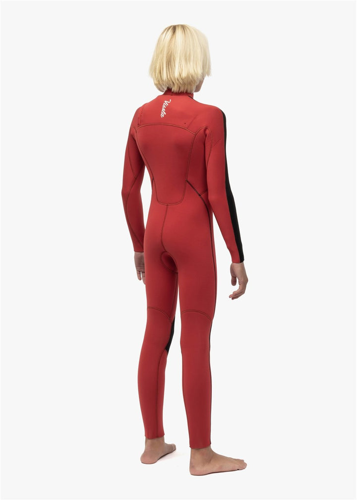Vissla 7 Seas Striper Boys 4-3 Full Chest Zip in Red, view 3