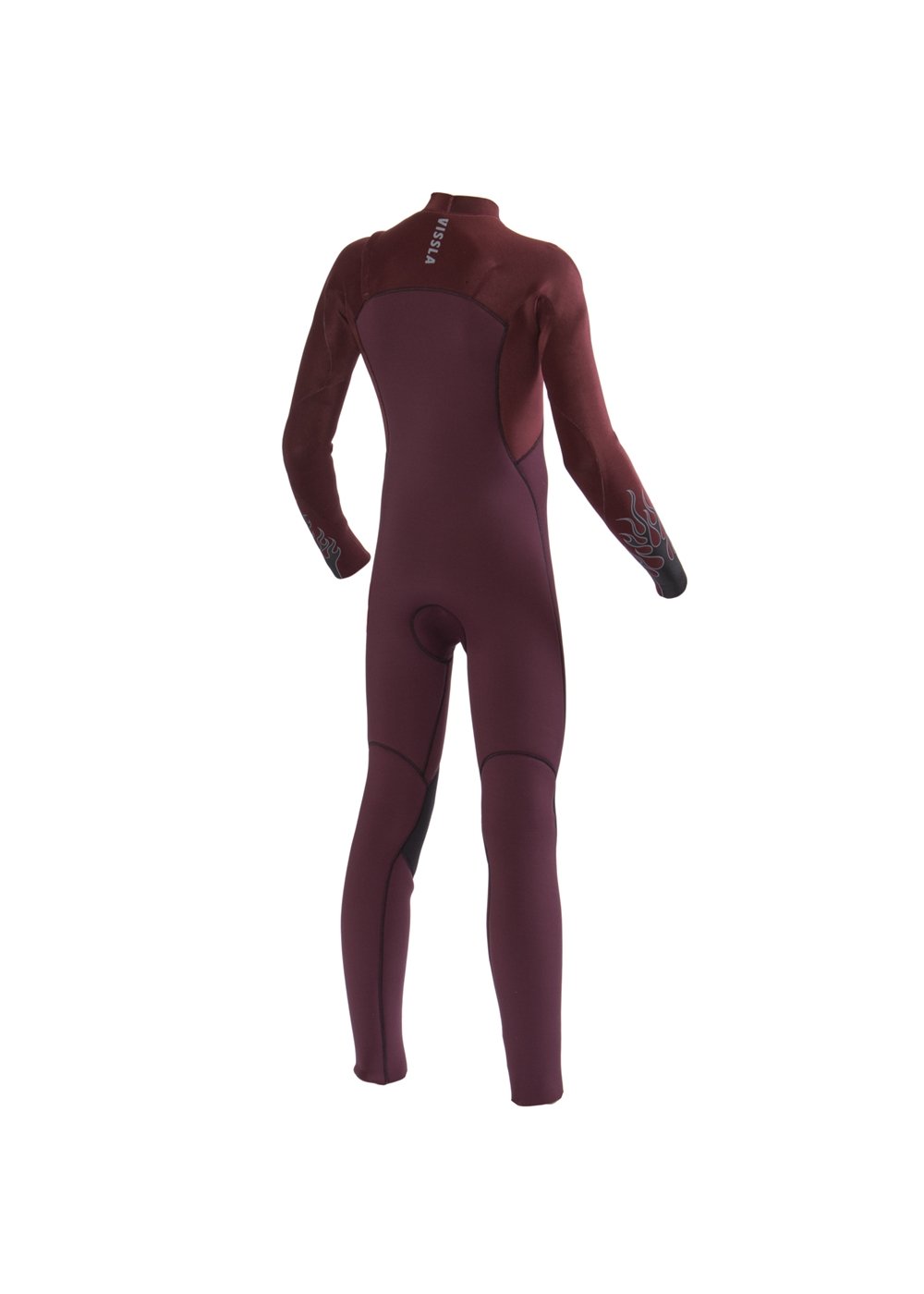 Vissla High Seas Boys Fire 4-3 Full Chest Zip in Wine, view 7