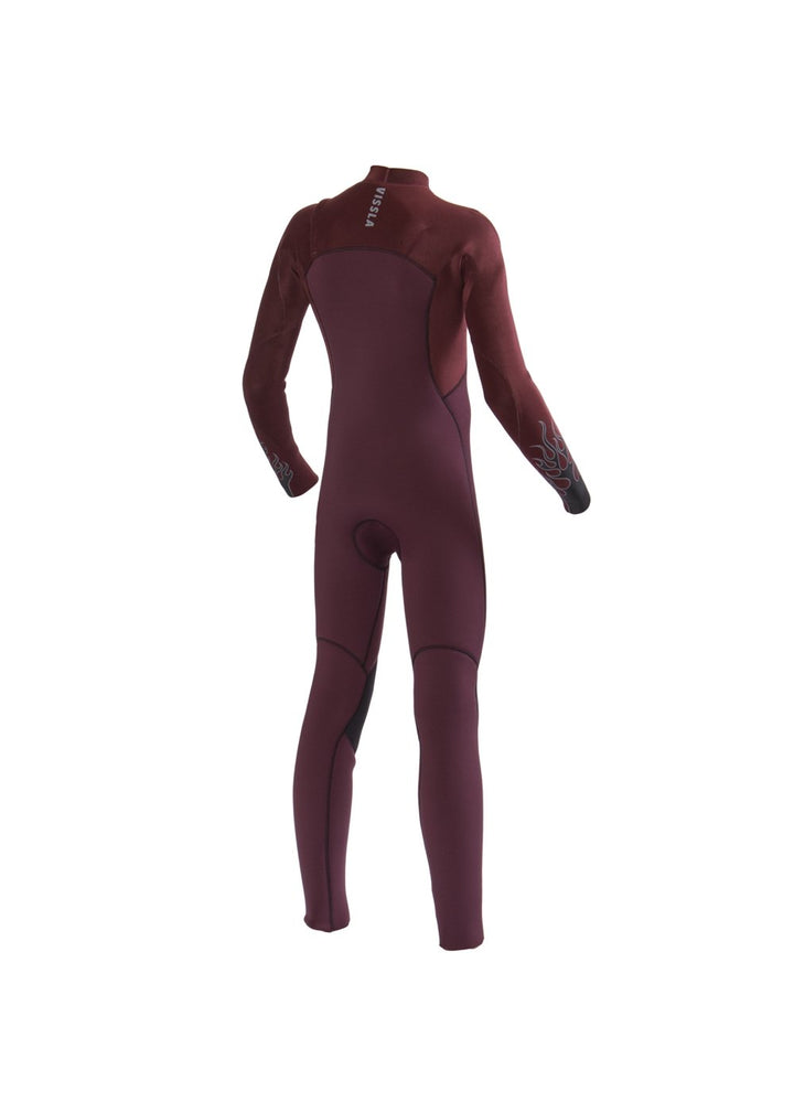 Vissla High Seas Boys Fire 4-3 Full Chest Zip in Wine, view 7