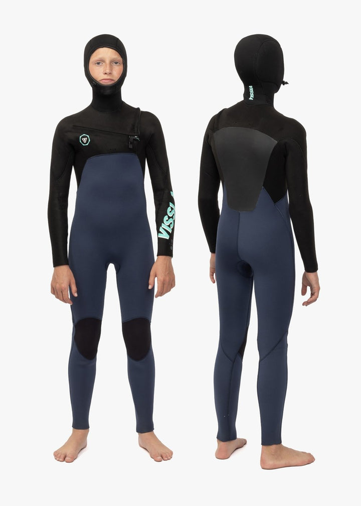 Vissla 7 Seas Boys 5-4-3 Full Hooded Chest Zip in Dark Slate