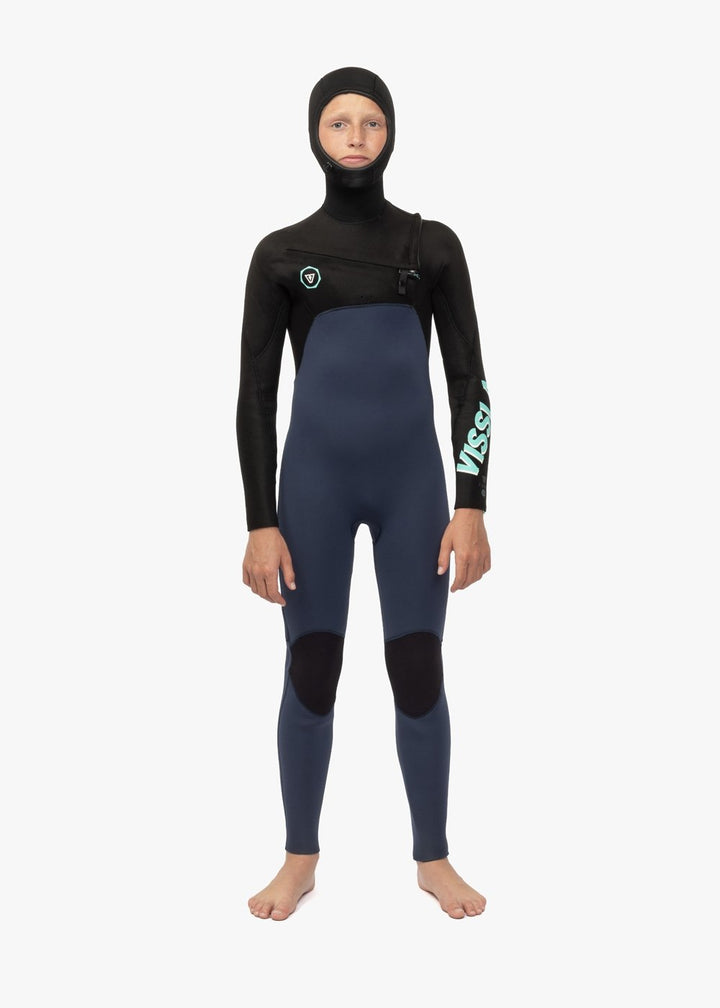 Vissla 7 Seas Boys 5-4-3 Full Hooded Chest Zip in Dark Slate, view 2