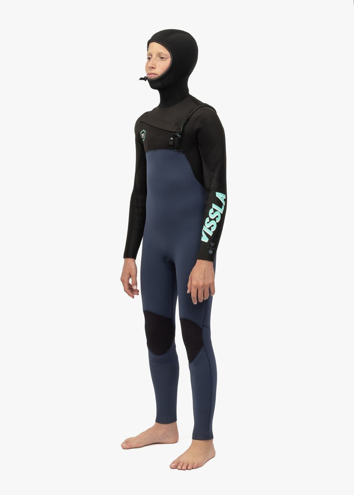 Vissla 7 Seas Boys 5-4-3 Full Hooded Chest Zip in Dark Slate, view 4