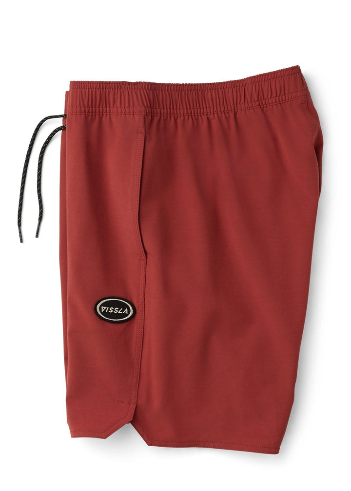 Vissla Solid Sets 17.5" Ecolastic Boardshort in Red, view 3