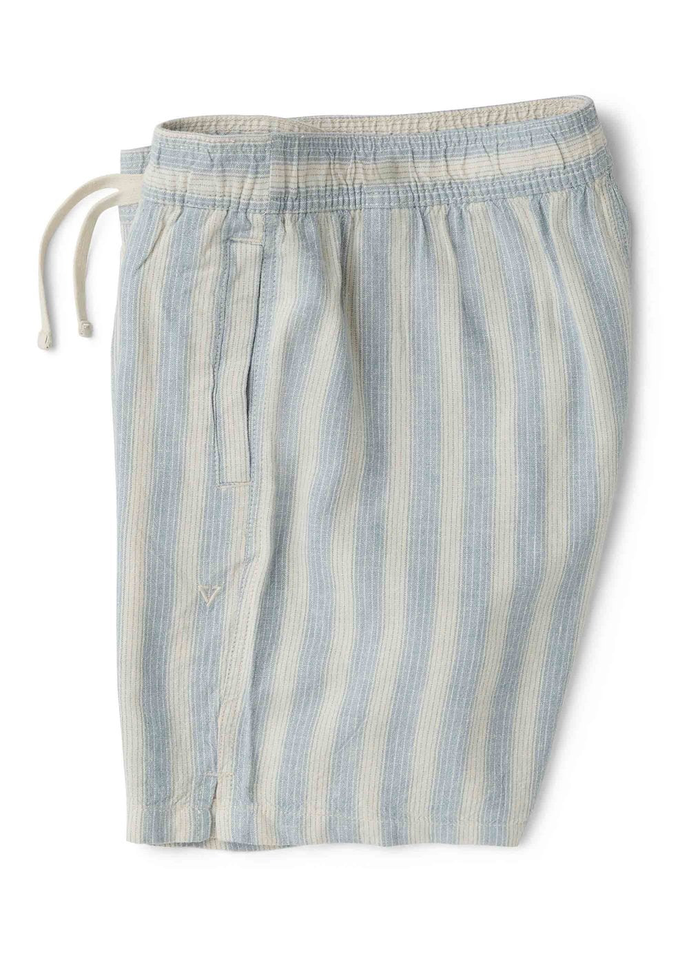 Vissla Grad Stripe 17" Elastic Linen Walkshort in Faded Denim, view 3
