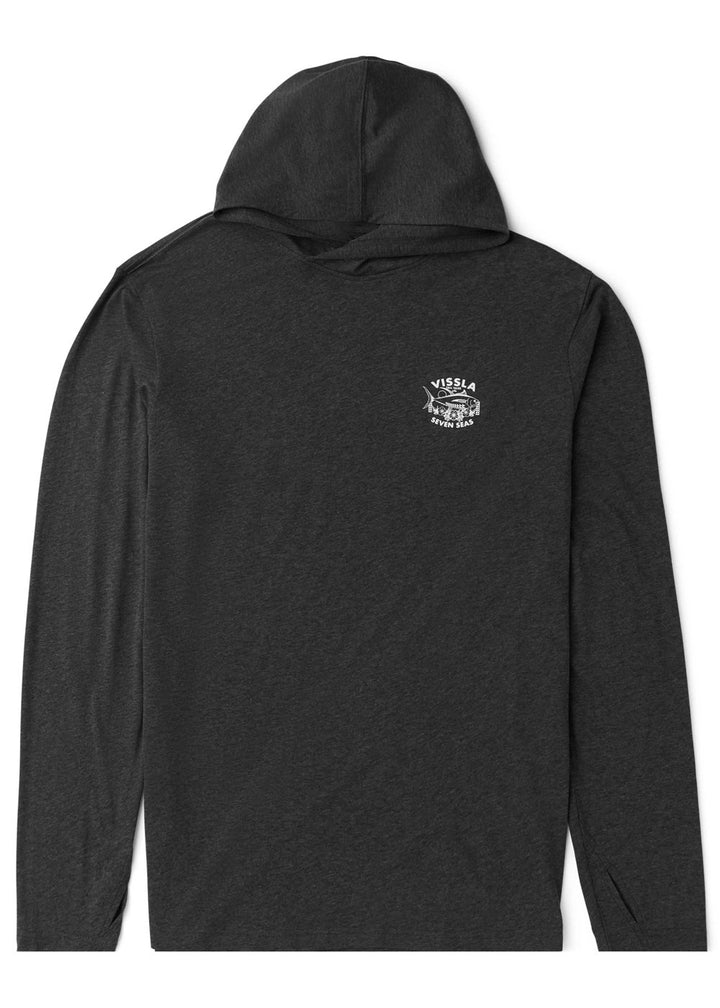 Vissla Comp Lite Eco Drirelease Longsleeve Hooded Tee in Black Heather