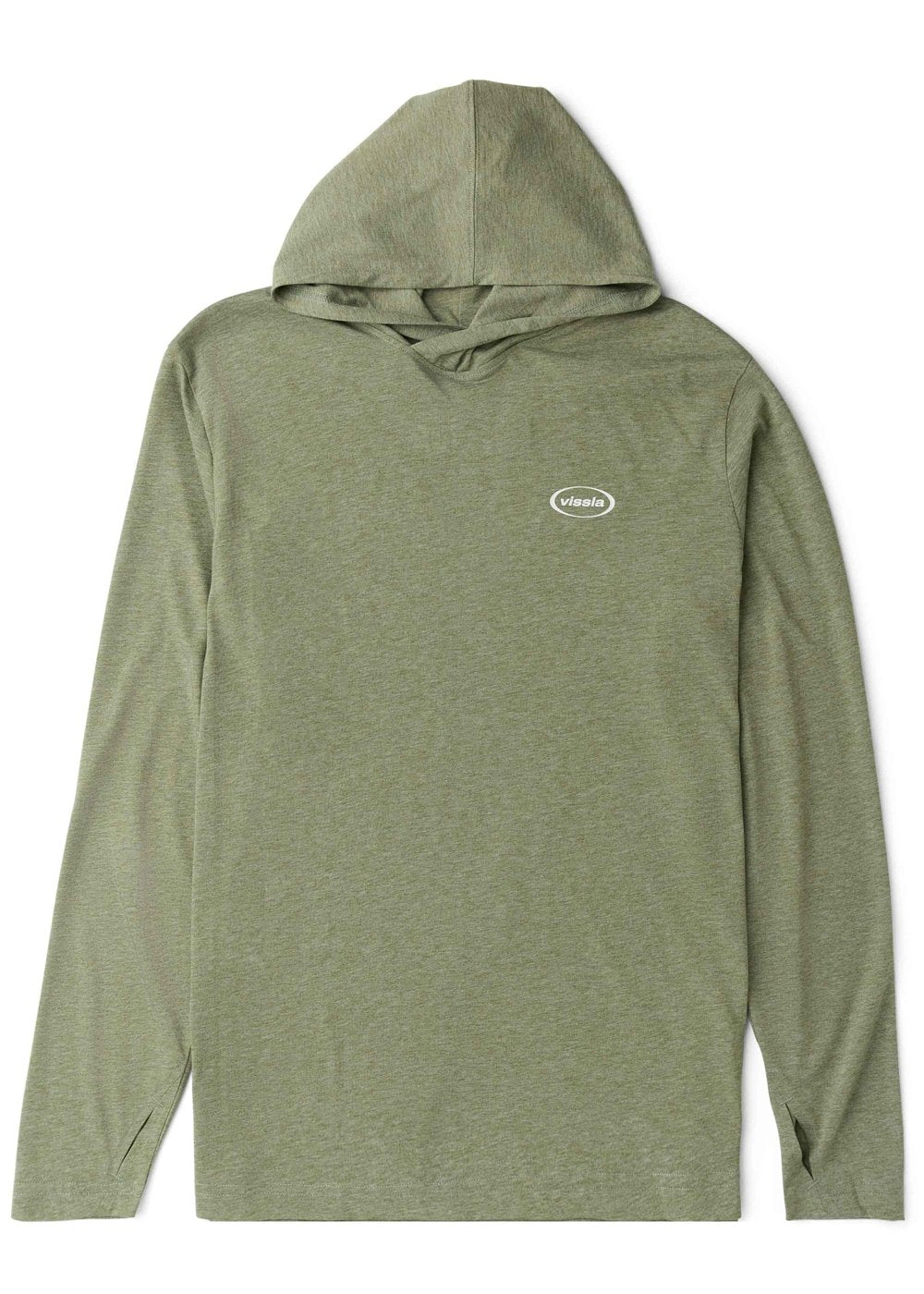 Vissla Comp Lite Eco Drirelease Longsleeve Hooded Tee in Light Sage Heather
