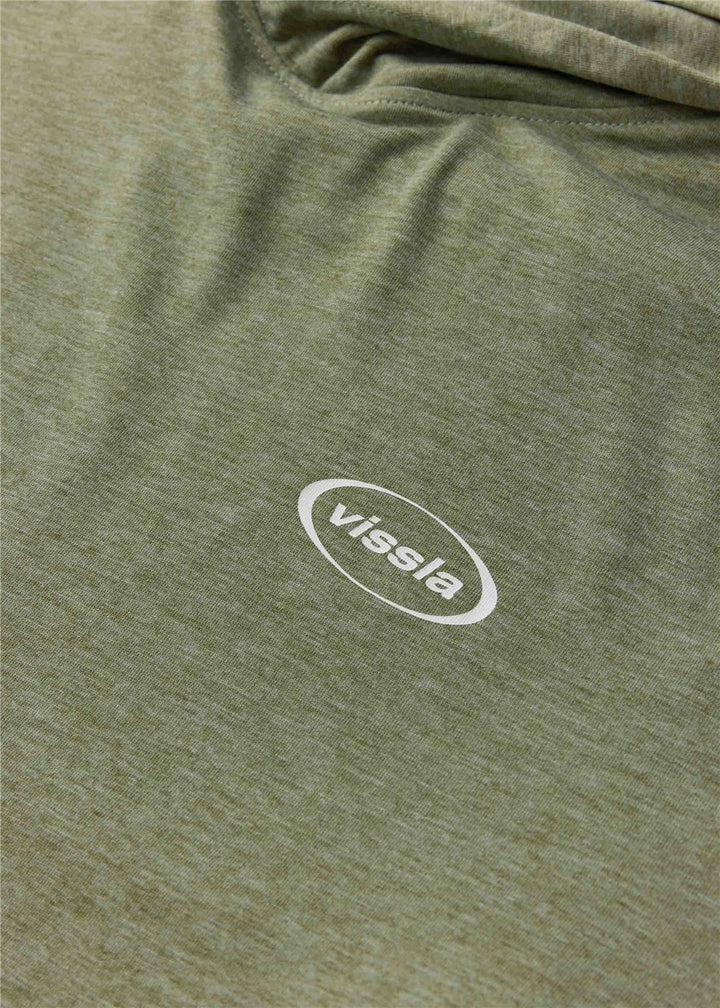 Vissla Comp Lite Eco Drirelease Longsleeve Hooded Tee in Light Sage Heather, view 3