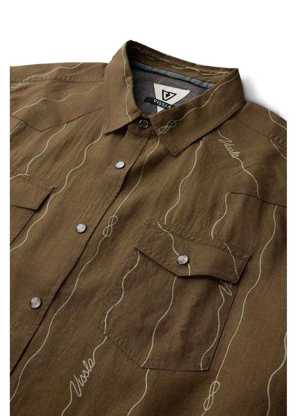 Vissla Round Up Shirt in Dark Earth, view 3