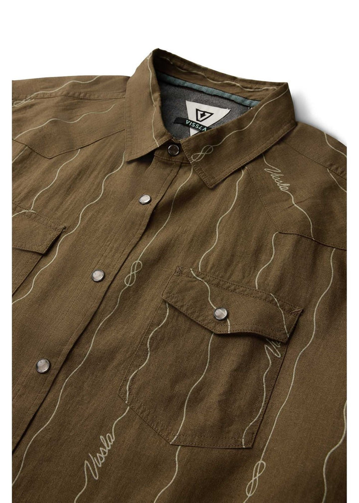 Vissla Round Up Shirt in Dark Earth, view 3
