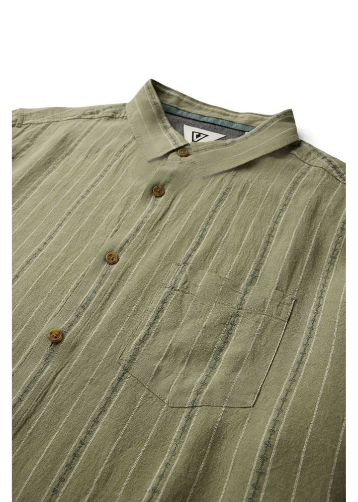 Vissla Linen Pin Shirt in Sage, view 3