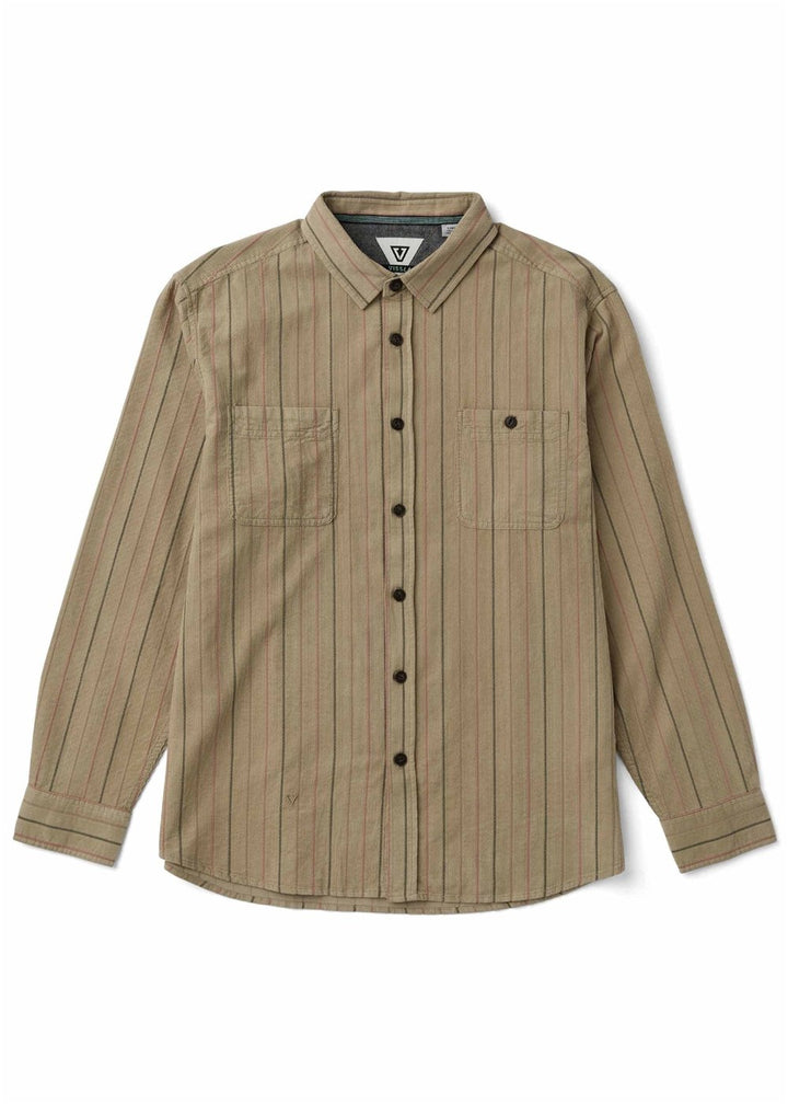Vissla Rails Cord Printed Eco Ls Shirt in Light Khaki