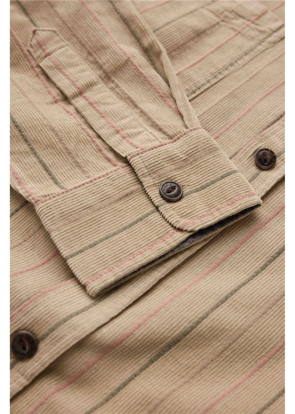 Vissla Rails Cord Printed Eco Ls Shirt in Light Khaki, view 5