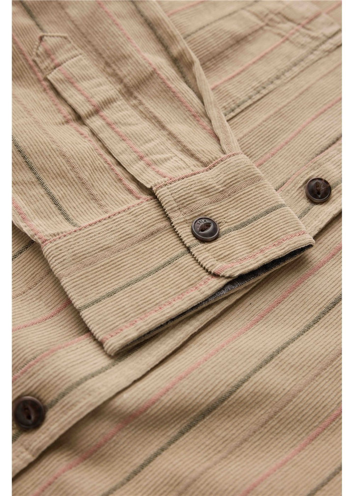 Vissla Rails Cord Printed Eco Ls Shirt in Light Khaki, view 5