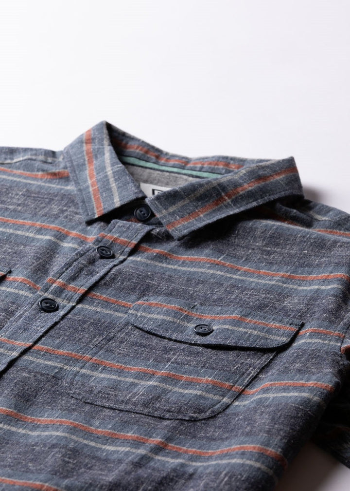 Vissla Central Coast Eco Ls Flannel in Navy Heather, view 4