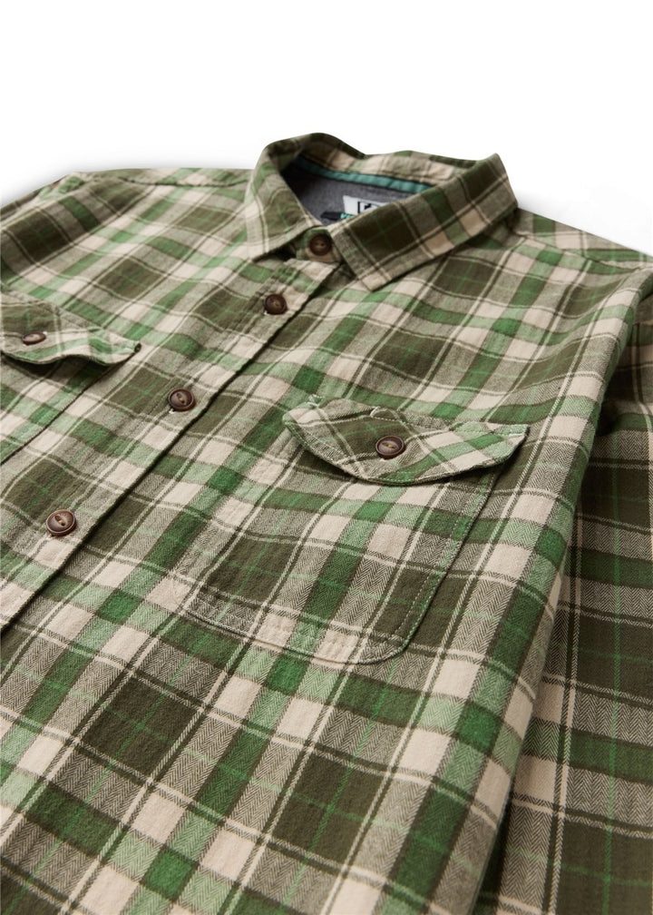Vissla Central Coast Eco Ls Flannel in Vintage Green, view 8