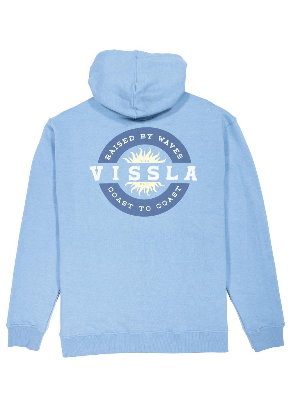 Vissla Drifting Away Eco Fleece Pull Over Hoodie in Faded Denim