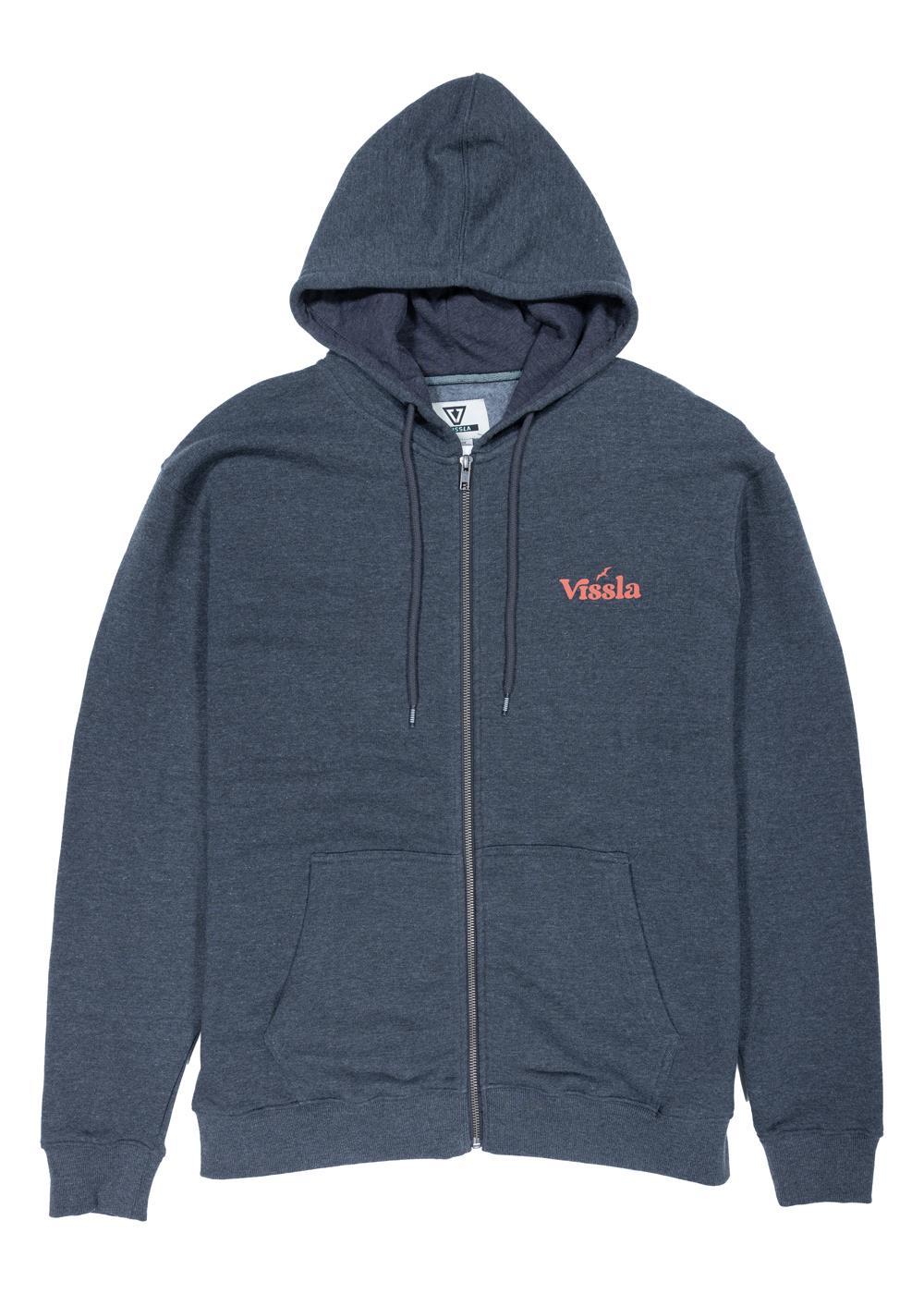 Vissla Extra Strength Eco Fleece Zip Hoodie in Black Heather, view 2