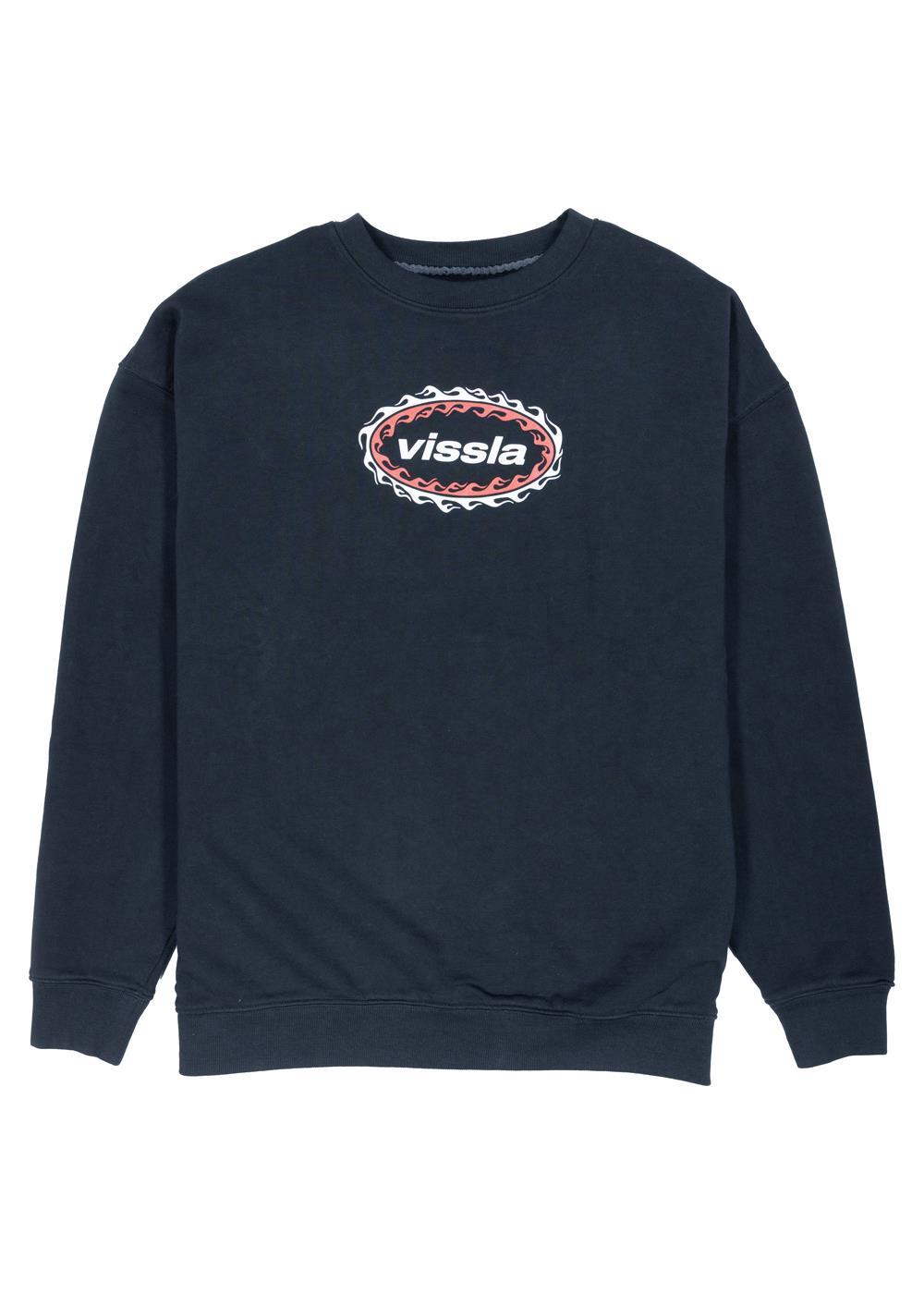 Vissla Red Hot Eco Fleece Crewneck in Black