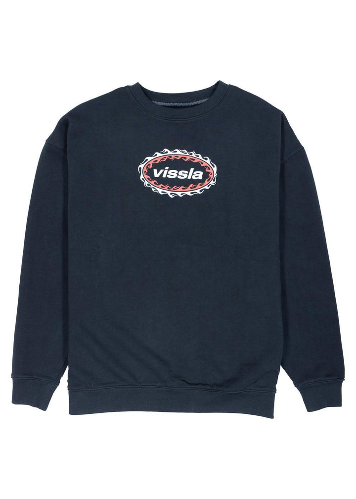 Vissla Red Hot Eco Fleece Crewneck in Black