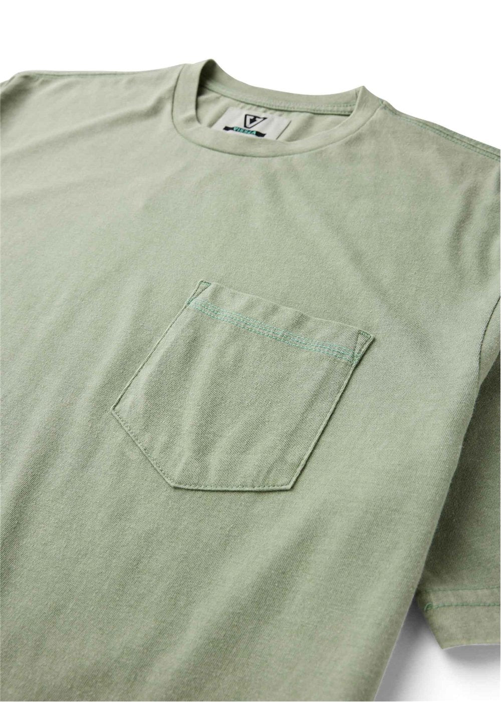Vissla Solid Sets Cosmic Wash Pocket Tee in Sage, view 3