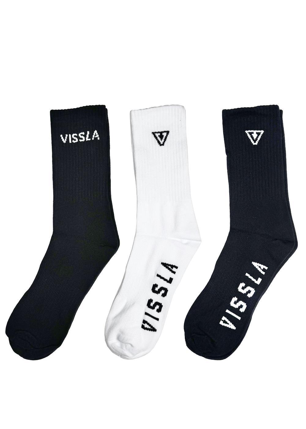 Vissla Logo Sock 3 Pack in Assorted Colors