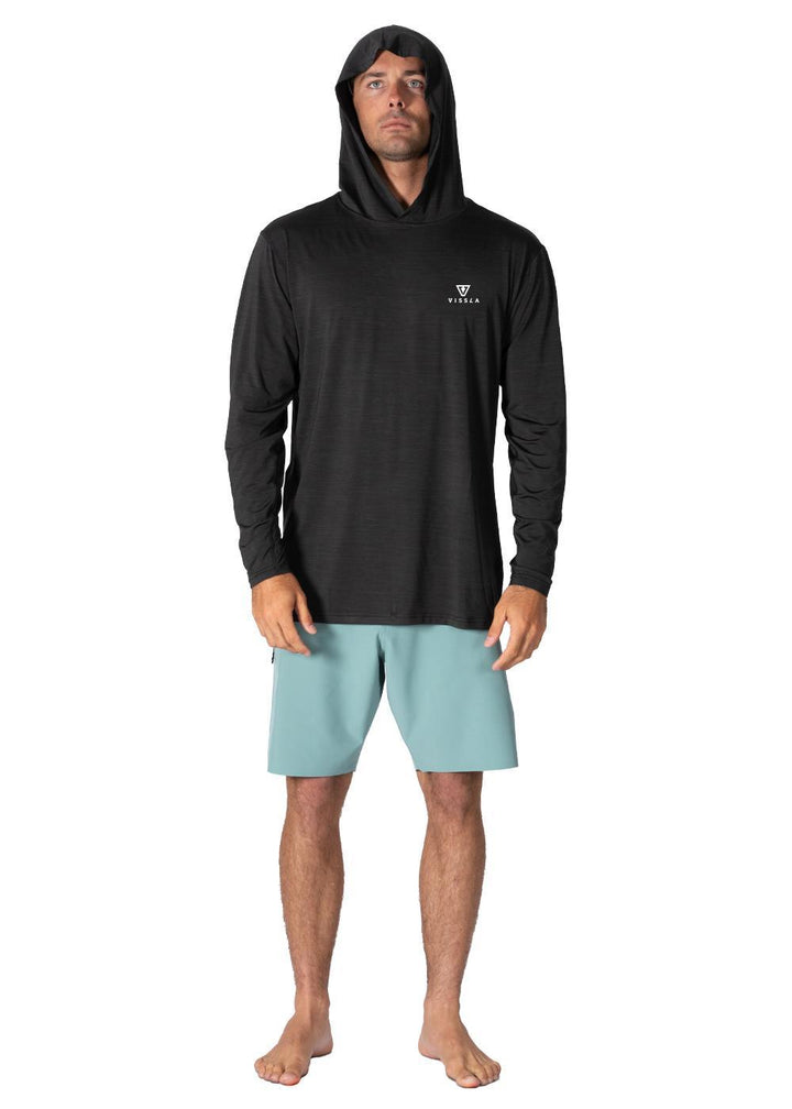 Vissla Twisted Eco Hooded Ls Sun Shirt in Black Heather 2