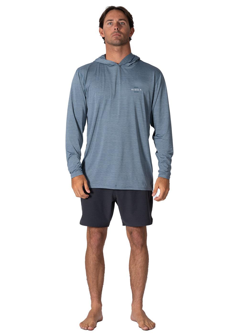 Vissla Twisted Eco Hooded Ls Sun Shirt in Slate Htr2