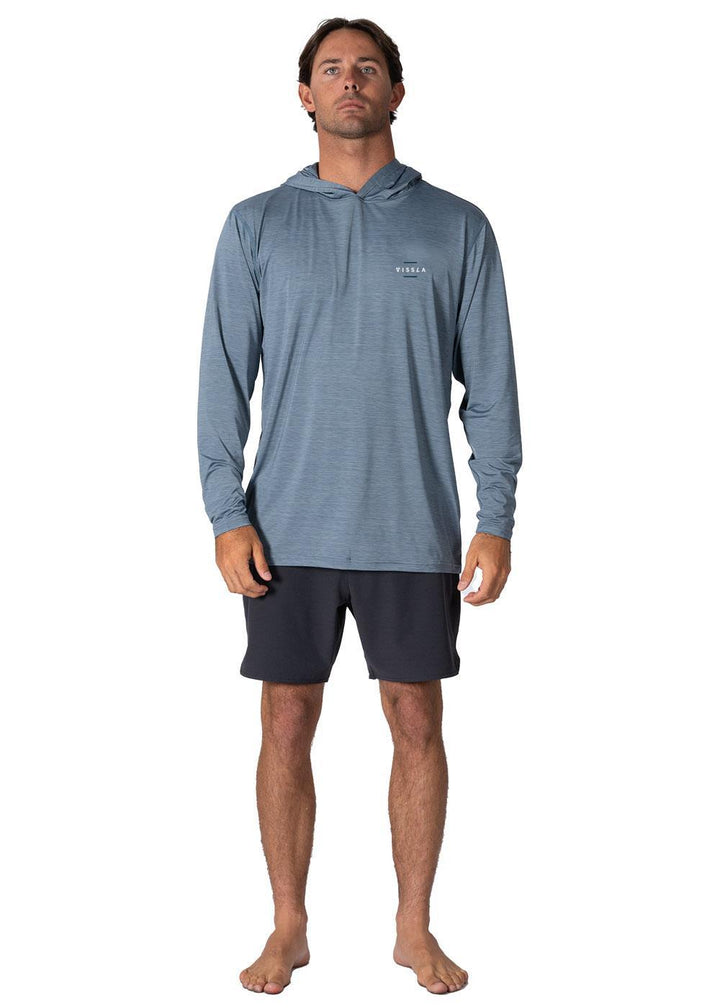 Vissla Twisted Eco Hooded Ls Sun Shirt in Slate Htr2