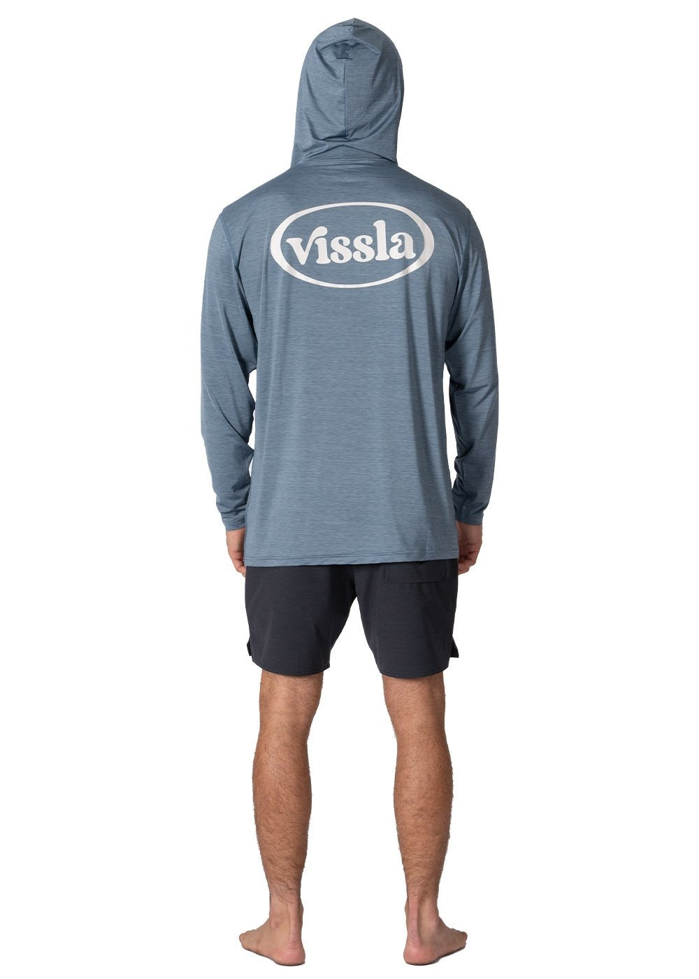 Vissla Twisted Eco Hooded Ls Sun Shirt in Slate Htr2, view 2