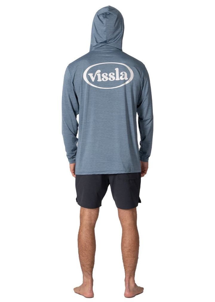 Vissla Twisted Eco Hooded Ls Sun Shirt in Slate Htr2, view 2