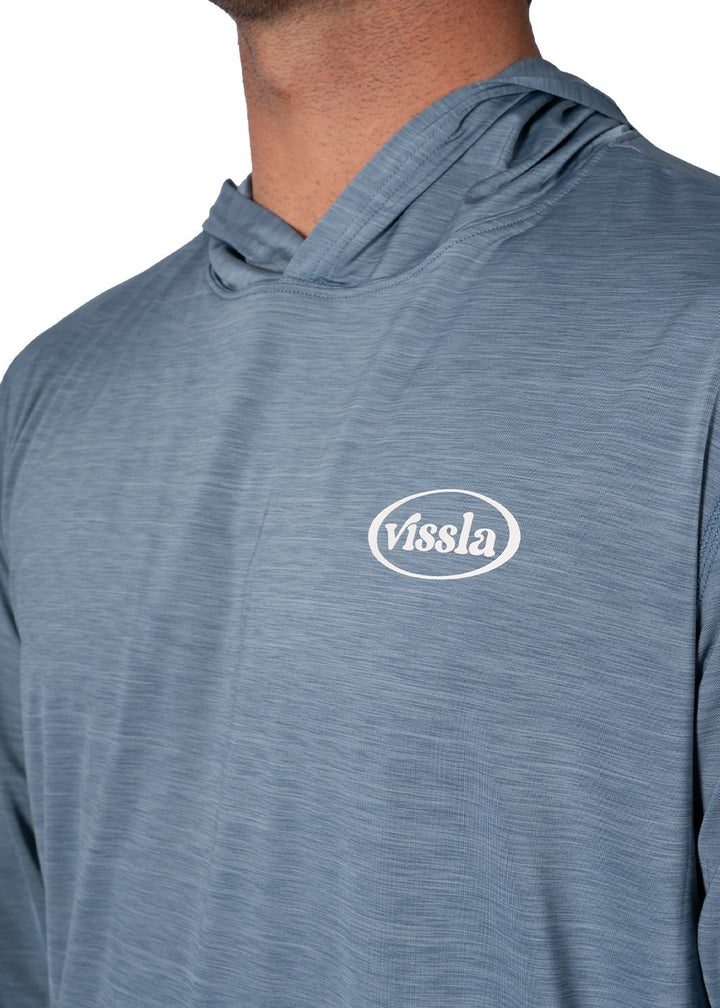 Vissla Twisted Eco Hooded Ls Sun Shirt in Slate Htr2, view 3