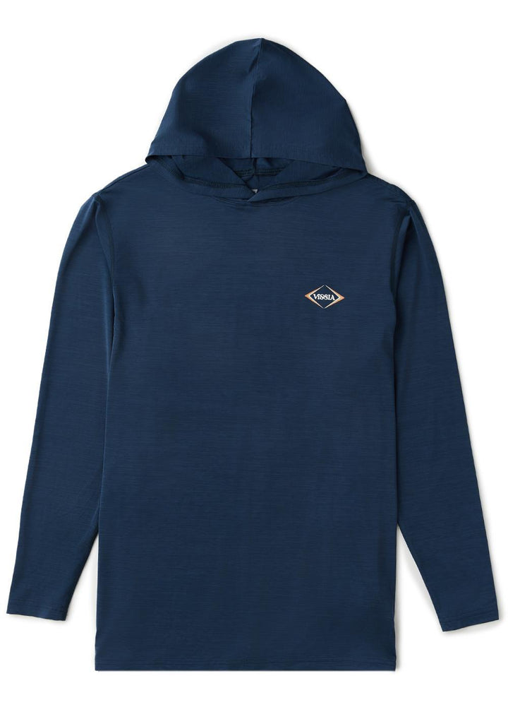 Vissla Twisted Eco Hooded Ls Sun Shirt in Navy Heather, view 2