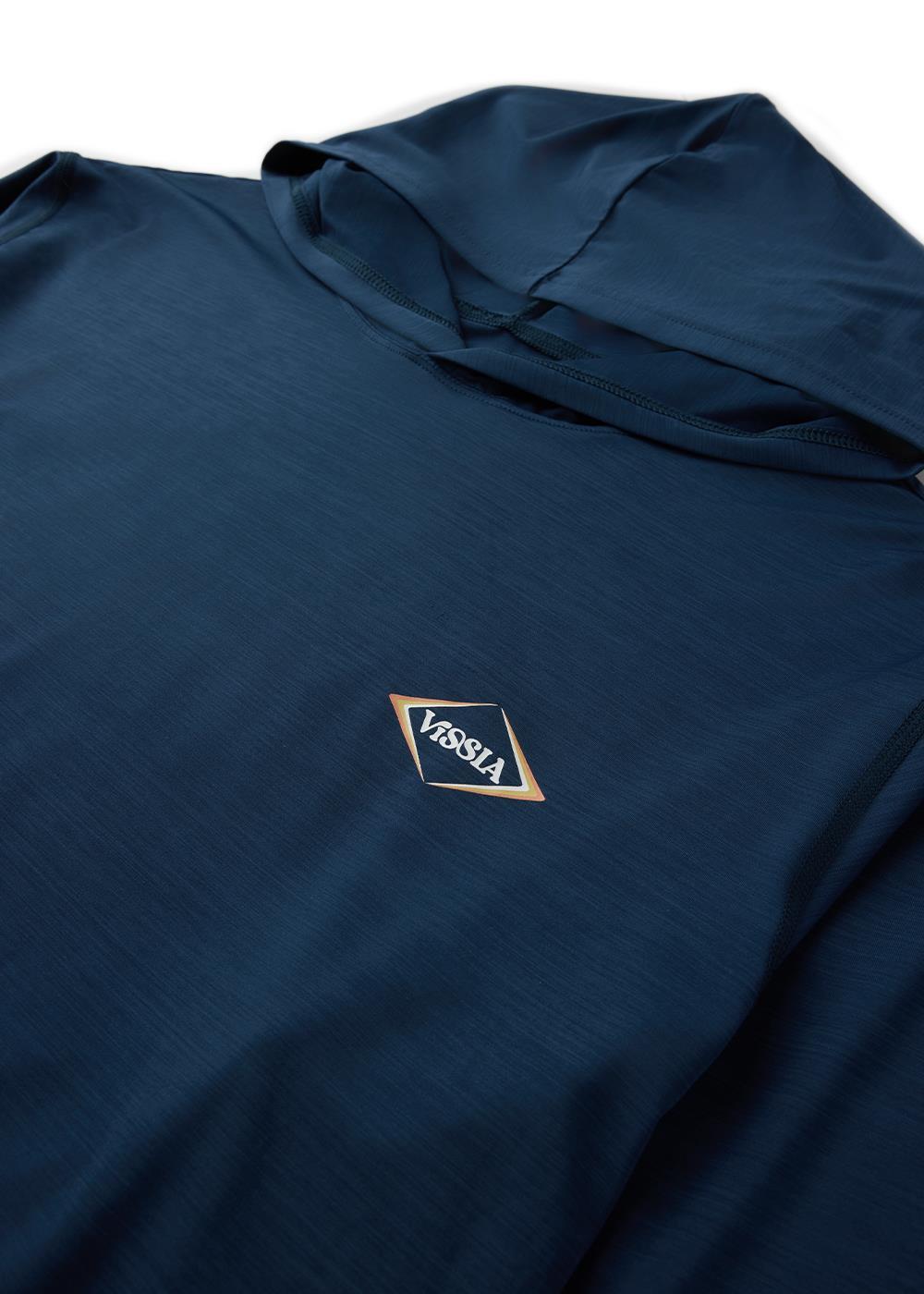 Vissla Twisted Eco Hooded Ls Sun Shirt in Navy Heather, view 4