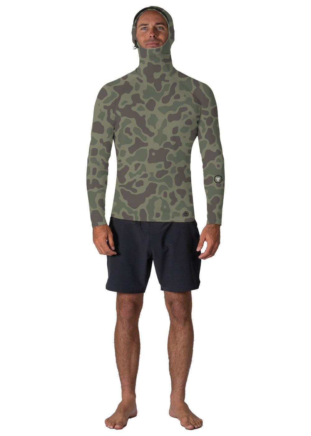 Vissla Warm Seas Eco Hooded Ls Rash Guard in Camo