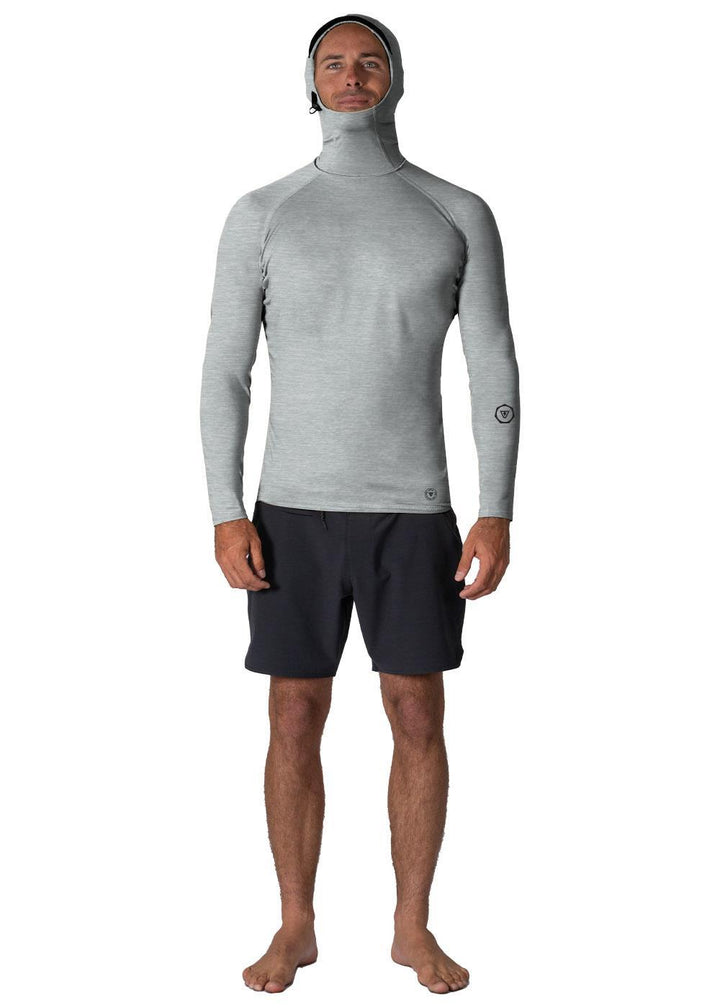 Vissla Warm Seas Eco Hooded Ls Rash Guard in Grey Heather
