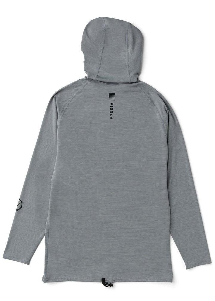 Vissla Warm Seas Eco Hooded Ls Rash Guard in Grey Heather, view 3
